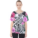 Floral Skeletons V-Neck Dolman Drape Top