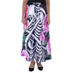 Floral Skeletons Flared Maxi Skirt