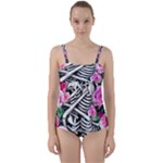 Floral Skeletons Twist Front Tankini Set