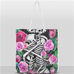 Floral Skeletons Full Print Rope Handle Tote (Large)