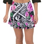 Floral Skeletons Fishtail Mini Chiffon Skirt