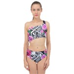 Floral Skeletons Spliced Up Two Piece Swimsuit