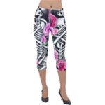 Floral Skeletons Lightweight Velour Capri Leggings 