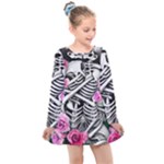 Floral Skeletons Kids  Long Sleeve Dress