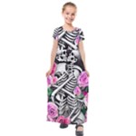 Floral Skeletons Kids  Short Sleeve Maxi Dress