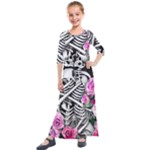 Floral Skeletons Kids  Quarter Sleeve Maxi Dress