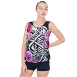 Floral Skeletons Bubble Hem Chiffon Tank Top