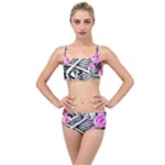 Floral Skeletons Layered Top Bikini Set