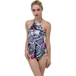Floral Skeletons Go with the Flow One Piece Swimsuit