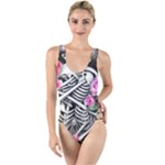 Floral Skeletons High Leg Strappy Swimsuit