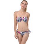 Floral Skeletons Twist Bandeau Bikini Set