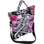 Floral Skeletons Fold Over Handle Tote Bag