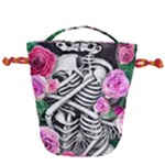 Floral Skeletons Drawstring Bucket Bag