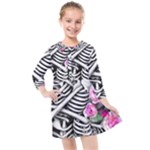 Floral Skeletons Kids  Quarter Sleeve Shirt Dress