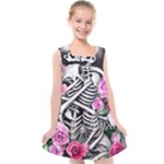 Floral Skeletons Kids  Cross Back Dress