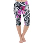 Floral Skeletons Lightweight Velour Cropped Yoga Leggings