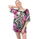 Floral Skeletons Oversized Chiffon Top