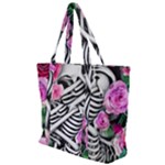 Floral Skeletons Zip Up Canvas Bag