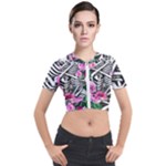 Floral Skeletons Short Sleeve Cropped Jacket