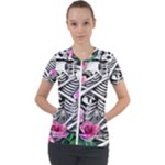 Floral Skeletons Short Sleeve Zip Up Jacket