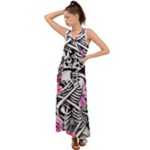 Floral Skeletons V-Neck Chiffon Maxi Dress