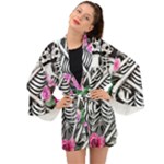 Floral Skeletons Long Sleeve Kimono