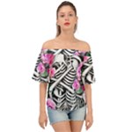 Floral Skeletons Off Shoulder Short Sleeve Top