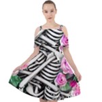 Floral Skeletons Cut Out Shoulders Chiffon Dress