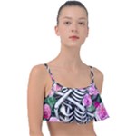 Floral Skeletons Frill Bikini Top