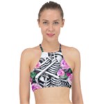 Floral Skeletons Racer Front Bikini Top