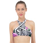 Floral Skeletons High Neck Bikini Top