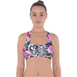 Floral Skeletons Cross Back Hipster Bikini Top 