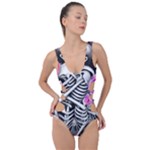 Floral Skeletons Side Cut Out Swimsuit