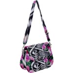 Floral Skeletons Saddle Handbag