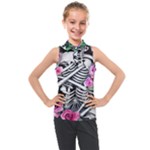 Floral Skeletons Kids  Sleeveless Polo Tee