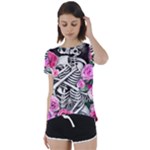 Floral Skeletons Short Sleeve Open Back Tee