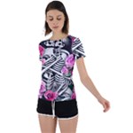 Floral Skeletons Back Circle Cutout Sports Tee