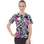 Floral Skeletons Women s Sport Raglan Tee