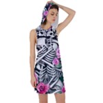 Floral Skeletons Racer Back Hoodie Dress