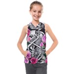 Floral Skeletons Kids  Sleeveless Hoodie