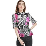 Floral Skeletons Frill Neck Blouse