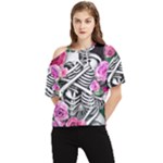 Floral Skeletons One Shoulder Cut Out Tee