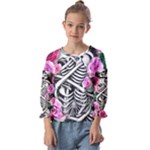 Floral Skeletons Kids  Cuff Sleeve Top