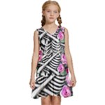 Floral Skeletons Kids  Sleeveless Tiered Mini Dress