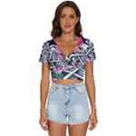 Floral Skeletons V-Neck Crop Top