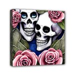 Skulls and Flowers Mini Canvas 6  x 6  (Stretched)