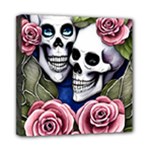 Skulls and Flowers Mini Canvas 8  x 8  (Stretched)