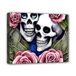 Skulls and Flowers Canvas 10  x 8  (Stretched)