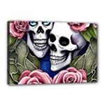 Skulls and Flowers Canvas 18  x 12  (Stretched)