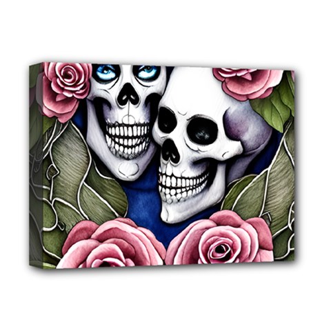 Skulls and Flowers Deluxe Canvas 16  x 12  (Stretched)  from ArtsNow.com